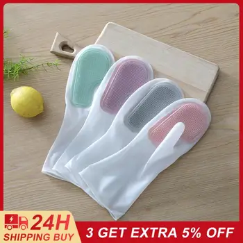 Перчатки для мытья посуды Современная Простота Кухонные Перчатки Розовые / фиолетовые / серые Бытовые Чистящие Средства Изоляционные Перчатки Бытовые Пвх