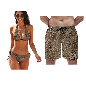 Сексуальное женское бикини с накладкой на грудь, пляжный купальник с эффектом пуш-ап, изготовленная на заказ бандана, винтажный купальник для мужчин, спортивные шорты