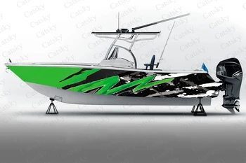 Нерегулярный графический абстрактный векторный лодка стикер упаковка рыбы лодка водонепроницаемый морской катер изготовленный на заказ стикер лодка упаковка винил
