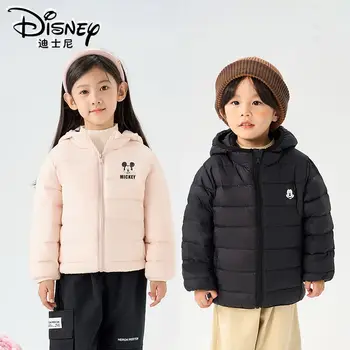 Детская Осенняя Одежда с Подкладкой Disney Микки Маус 2023, Детские Пуховики С Капюшоном, Легкие Аниме-Кавайные Милые Вещи, Зимние Детские