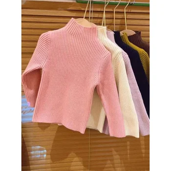 Детский свитер, Нижняя рубашка, 23 Новых Трикотажных изделия для девочек и детей, Модная Классическая Внутренняя Универсальная Осенне-зимняя одежда