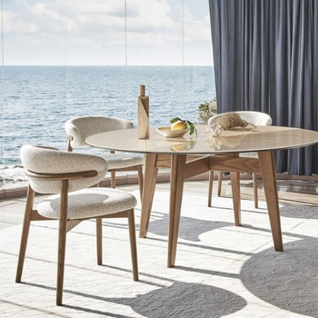 Современные простые стулья для столовой из массива дерева, скандинавский стул, ретро-стулья из дышащей ткани, домашний деревянный обеденный стол со спинкой