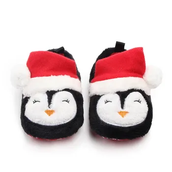 Детская рождественская обувь для кроватки, Милые мультяшные тапочки, Мягкая Противоскользящая обувь для первых прогулок, Новогодняя одежда, детская обувь, подарок для ребенка