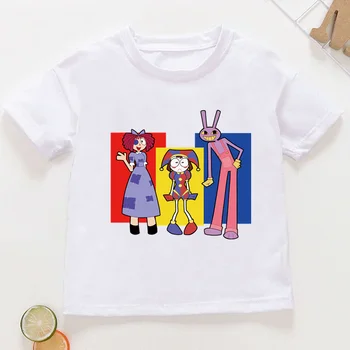 Горячая распродажа, Потрясающая детская футболка с цифровым цирковым принтом, Летние топы для девочек, Одежда для маленьких мальчиков, Детская футболка с короткими рукавами с героями мультфильмов