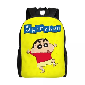 Мультяшный рюкзак Crayon Shinchan для мужчин и женщин, Водонепроницаемая Школьная сумка для колледжа, сумки для книг с принтом