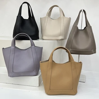 Композитные сумки-ведра для женщин, роскошные дизайнерские сумки и портмоне 2023 года, новинка в моде, верхняя ручка из искусственной кожи, плечо через плечо