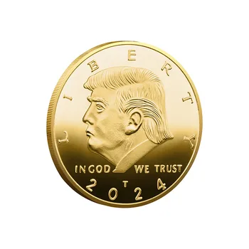 Декоративная монета президента Дональда Трампа 2024 года Дизайн Freedom Eagle Золотой Серебристо-черный фон, США, сувенир Great Again
