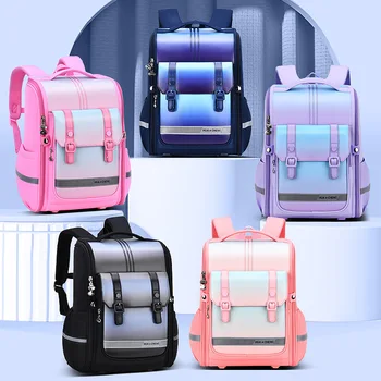 Новая градиентная объемная квадратная сумка для учащихся начальной школы, детский рюкзак для детей 6-12 лет, встроенный