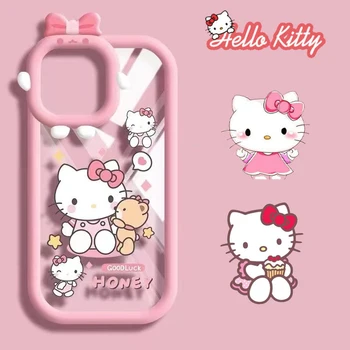 Sanrio Чехол Hello Kitty для iPhone 13 12 11 14 Pro Max XR XS Мультяшная Прозрачная Задняя Крышка для Iphone 14pro Max 11 Promax