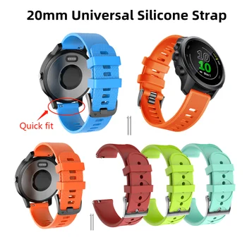 20 мм Универсальный Силиконовый Ремешок Для Garmin Vivoactive 3/4 Band Watch Forerunner 645 Браслет Samsung Watch4 5 6 40/4мм Ремень