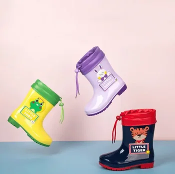 Детские ботинки, непромокаемые ботинки для мальчиков и девочек, дождевики из ПВХ, водонепроницаемая нескользящая водная обувь, Детская обувь на все сезоны года