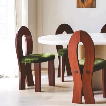 Обеденный стул из массива дерева во французском ретро стиле, домашний дизайнерский креативный письменный стул