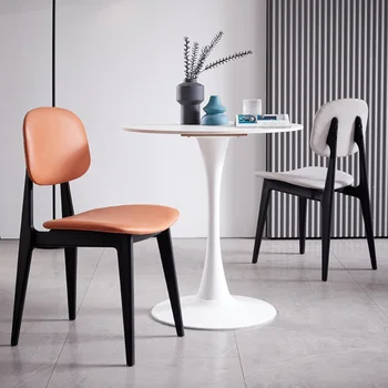 Кожаные обеденные стулья Morden с черными металлическими ножками Дизайнерский стул в стиле постмодерн, Барные стулья Sillas De Comedor Мебель для дома GPF30XP