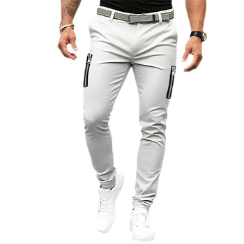 Темно-серые эластичные брюки-чинос, классические мужские брюки полной длины, подходящие для активного отдыха и занятий спортом