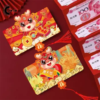 Красная сумка-конверт Праздничная и креативная Эксклюзивная прочная компактная упаковка Rishi Seal с 6 отделениями для карт 2024 Celebration Cute Red Packet