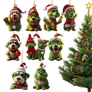 2D Рождественский орнамент в виде собаки, Акриловые Аксессуары для салона автомобиля, Зеркальная подвеска-шарм Для украшения стен и дверей домашнего офиса
