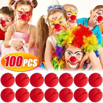 1-100шт Красных клоунских носов, поролоновых губчатых носов, циркового волшебного реквизита на Рождество, Хэллоуин, комической костюмированной вечеринки для взрослых и детей