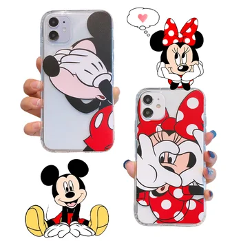 Disney Mickey Minnie Прозрачный Мягкий Чехол для телефона iPhone 14 13 12 11 Pro Max Милый Противоударный Чехол для iPhone X XR XS Max 7 8 Case