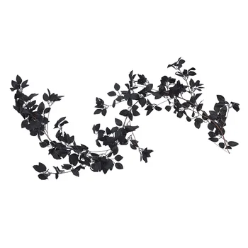 Имитация листьев Черной Розы из ротанга, искусственная Гирлянда из виноградной лозы, оформление атмосферы вечеринки на Хэллоуин, День Благодарения, Осенний декор
