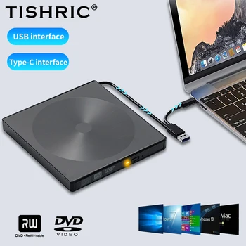 TISHRIC CD-привод Внешний привод для записи DVD-дисков USB 3.0 Type C Кабель Plug And Play Внешний оптический привод для настольного компьютера ноутбука iMac