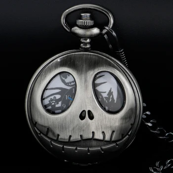Серый Новый Скелет Кварцевые Карманные Часы Ретро Мужские 80 см Цепочка Художественная Коллекция Подарочные Часы reloj de bolsillo