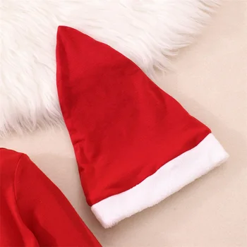 Комплект рождественской одежды для маленьких девочек и мальчиков, красный комбинезон Санта Клауса с длинным рукавом и рождественской шляпой, одежда для новорожденных
