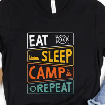 Футболка Camp Eat Sleep Repeat туристическое снаряжение для любителей приключений на открытом воздухе