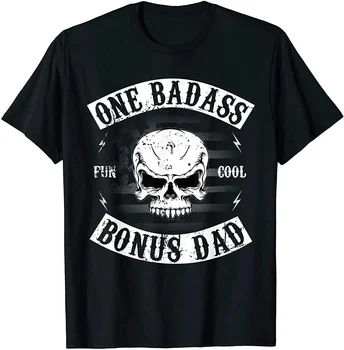 Мужская хлопковая футболка One Badass Bonus Step Dad с круглым вырезом, мужские повседневные футболки с коротким рукавом, топы Harajuku, уличная одежда