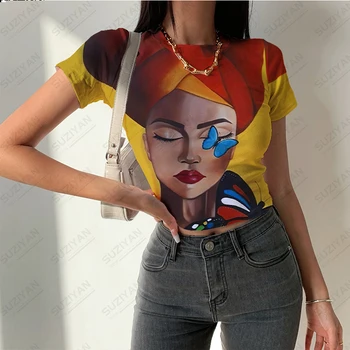 Новинка, хит продаж, женская футболка с круглым вырезом и коротким рукавом, облегающий летний уличный женский дышащий топ с 3D-печатью и персонализированной 3D печатью