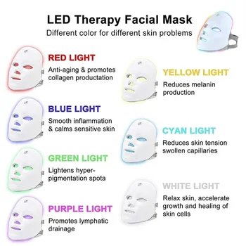 Перезаряжаемая светодиодная маска 7 couleurs photon Therapy beauté masque rajeunissant peau против прыщей для домашнего Лифтинга blanchiment beauté