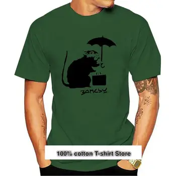 Новая стильная повседневная футболка с короткими рукавами, мужская Оригинальная Мода 2017, черная футболка с короткими рукавами, футболка Banksy Rat With Umbrella