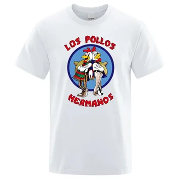 Футболка LOS POLLOS Hermanos с забавным принтом, мужская модная Повседневная футболка с короткими рукавами, Летняя хлопковая дышащая футболка Chicken Brothers Tee