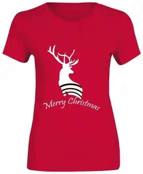Женская футболка с принтом Веселого Рождества, Хлопковые футболки с оленями, подарочные футболки для вечеринок