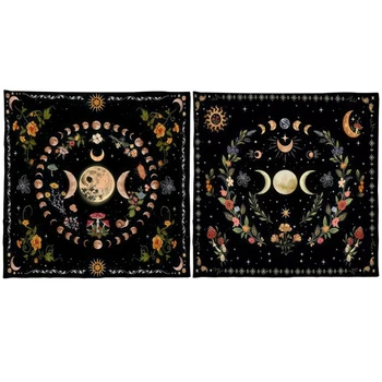 Лунные фазы, цветочная скатерть Таро, украшение из ткани для колдовства, Астрология, A2UF