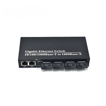 Гигабитный коммутатор Ethernet Волоконно-Оптический Медиаконвертер 4 Порта SC Fiber + 2 RJ45 10/100/1000m UTP Ethernet Оптоволоконный Коммутатор