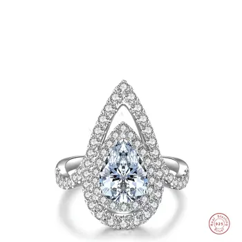 Роскошные обручальные кольца из чистого серебра 925 пробы, обручальное кольцо с имитацией бриллианта, ювелирные украшения с возможностью изменения размера