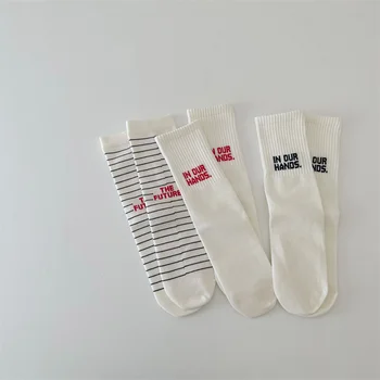 EnkeliBB/ 3 пары детских носков-трубочек с модным буквенным принтом на все сезоны.