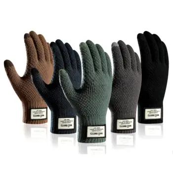 1 пара шерстяных кашемировых мужских перчаток с сенсорным экраном, утепленные теплые Зимние Осенние Перчатки, Высококачественные Трикотажные аксессуары