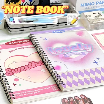 Записная книжка Pink Love формата А5 для студентов с горизонтальной линией, Канцелярские принадлежности для письма, ежедневники Y2K