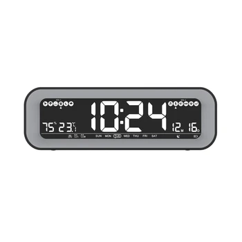 Цифровой будильник Электронные ЖК-часы для спальни домашнего офиса с датой, повтором температуры в помещении, светодиодной подсветкой