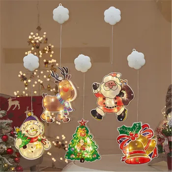 Рождественские светодиодные фонари для украшения окон Рождественская люстра на присоске Украшение вечеринки Подарочные Фонари Планировка сцены в помещении Спальня