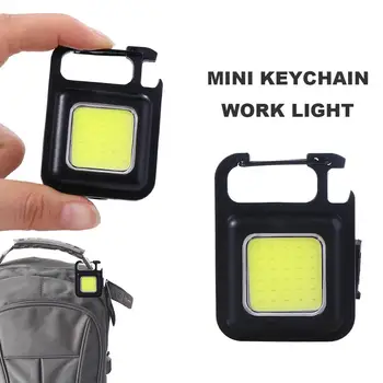 USB перезаряжаемый мини-брелок, светодиодный фонарик COB, сильный магнит на открытом воздухе, кемпинг, пеший туризм, Рыбалка, аварийная лампа