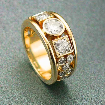 CAOSHI Золотое кольцо с геометрическим кубическим цирконием, женские украшения для помолвки, великолепные аксессуары для пальцев для свадебной церемонии