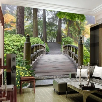 бейбехан Пользовательские обои большая фреска сад парк деревянный мост 3D пейзаж фон настенная живопись обои papel de parede