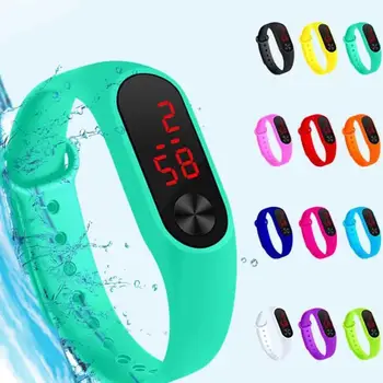 Простые светодиодные цифровые часы для женщин, мужчин, детей, модные спортивные электронные наручные часы, 30-метровый водонепроницаемый мягкий силиконовый ремешок-браслет