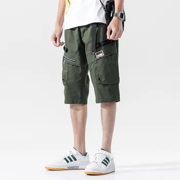Летние хлопчатобумажные шорты Elmsk Young Для мужчин с большим карманом, модные персонализированные тонкие укороченные брюки на молнии и пуговицах Со звуком встряхивания