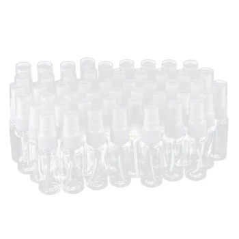 50 шт. пустых прозрачных пластиковых бутылок для распыления мелкодисперсного тумана с салфеткой из микрофибры, контейнер многоразового использования объемом 20 мл