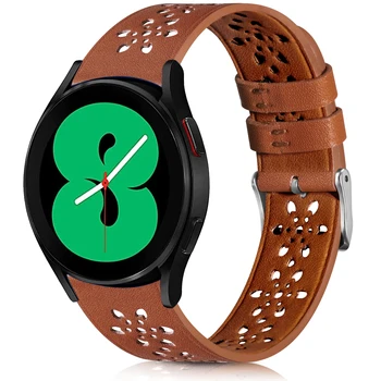 Кожаный Ремешок Для Samsung Galaxy Watch 6/5/4 44мм 40мм 45мм 20мм Полый кожаный Ремешок Для Часов Браслет Galaxy Watch 6 Classic 43мм