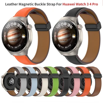 20 мм 22 мм кожаный ремешок с магнитной пряжкой для Samsung Watch 4 5 40 мм 44 мм 5Pro 45 мм ремешок для Huawei Watch 3 4 Pro GT 2 3 Pro 46 мм