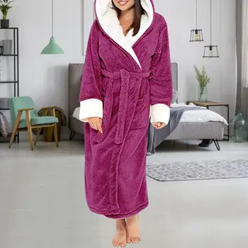 Плотный теплый фланелевый халат в стиле пары, Зимний халат с длинным рукавом, сексуальная женская мужская ночная рубашка с капюшоном, пижамы для отдыха, домашняя одежда